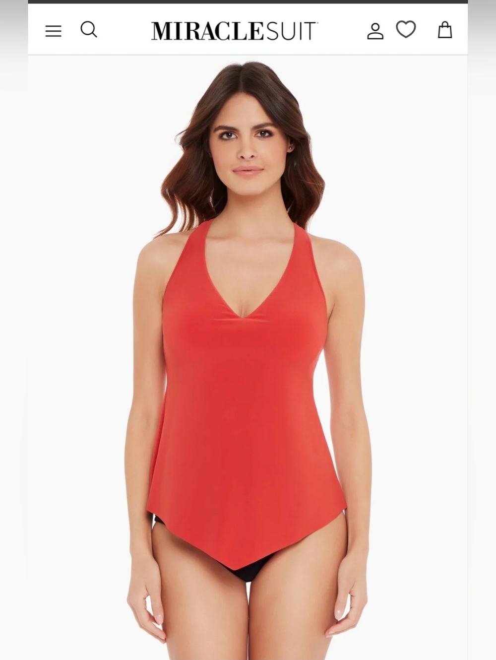 NWT Miraclesuit Coral V-Neck Racerback Tankini Swim Top . Size 16